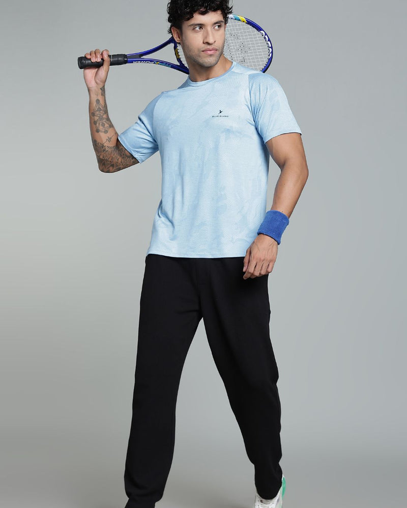 Sky Blue Dotted - Active wear Round neck Tshirt