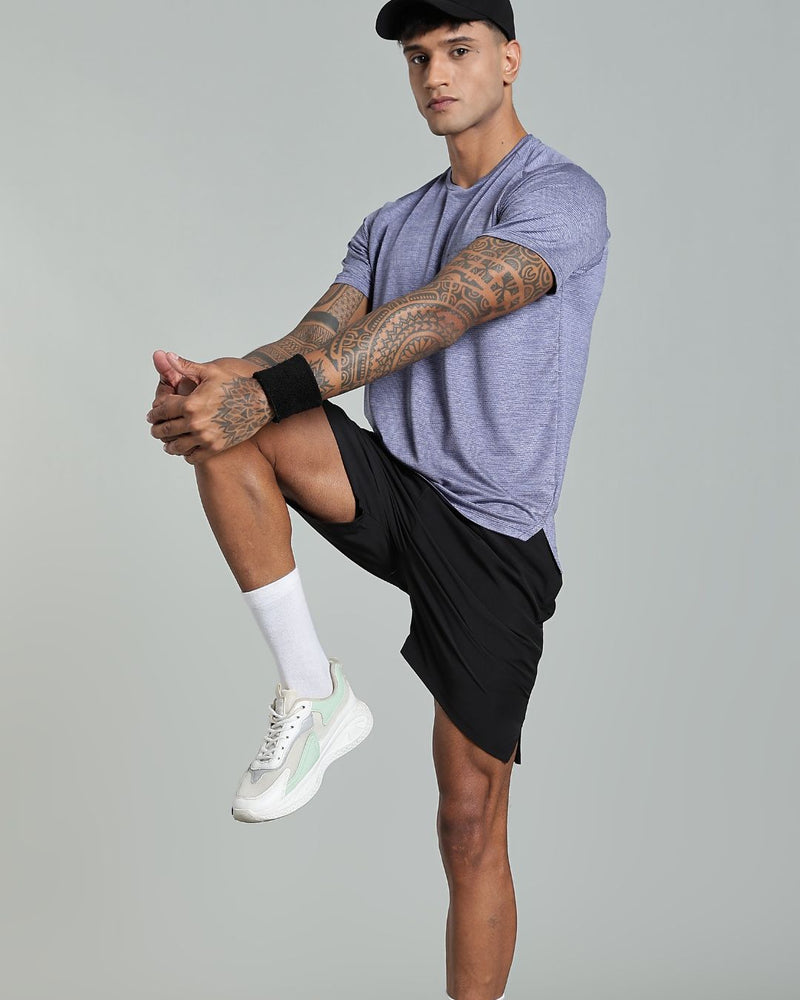 Violet Dotted Lines - Active wear Round neck Tshirt