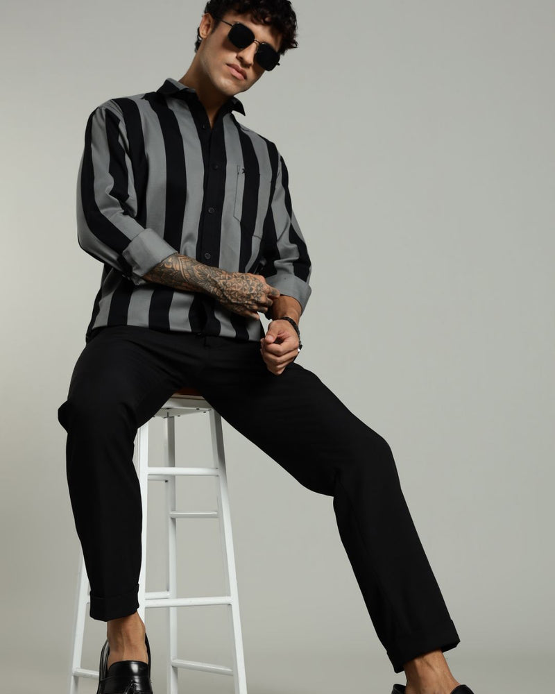 Black Twin Stripes -Full-Stain Proof