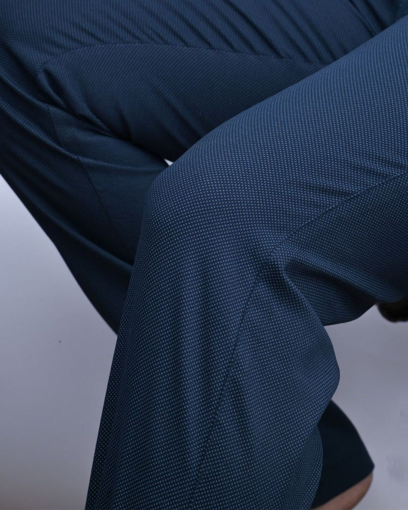 Navy Diamond Printed - 2 way stretch - COTTON PANT
