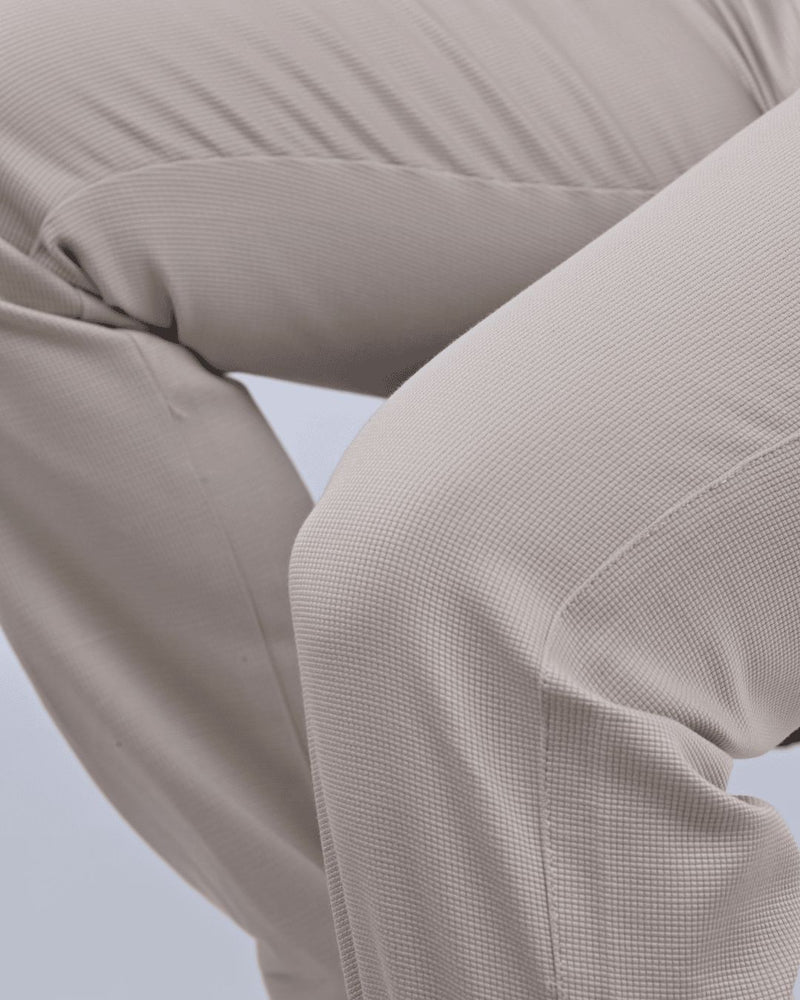 Cream Square Checked - 2 way stretch - COTTON PANT