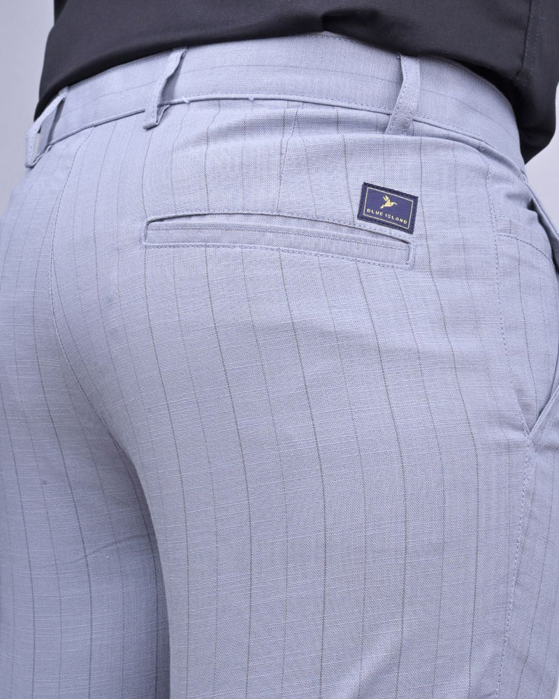 Grey Vertical Stripes - 2 way stretch - COTTON PANT