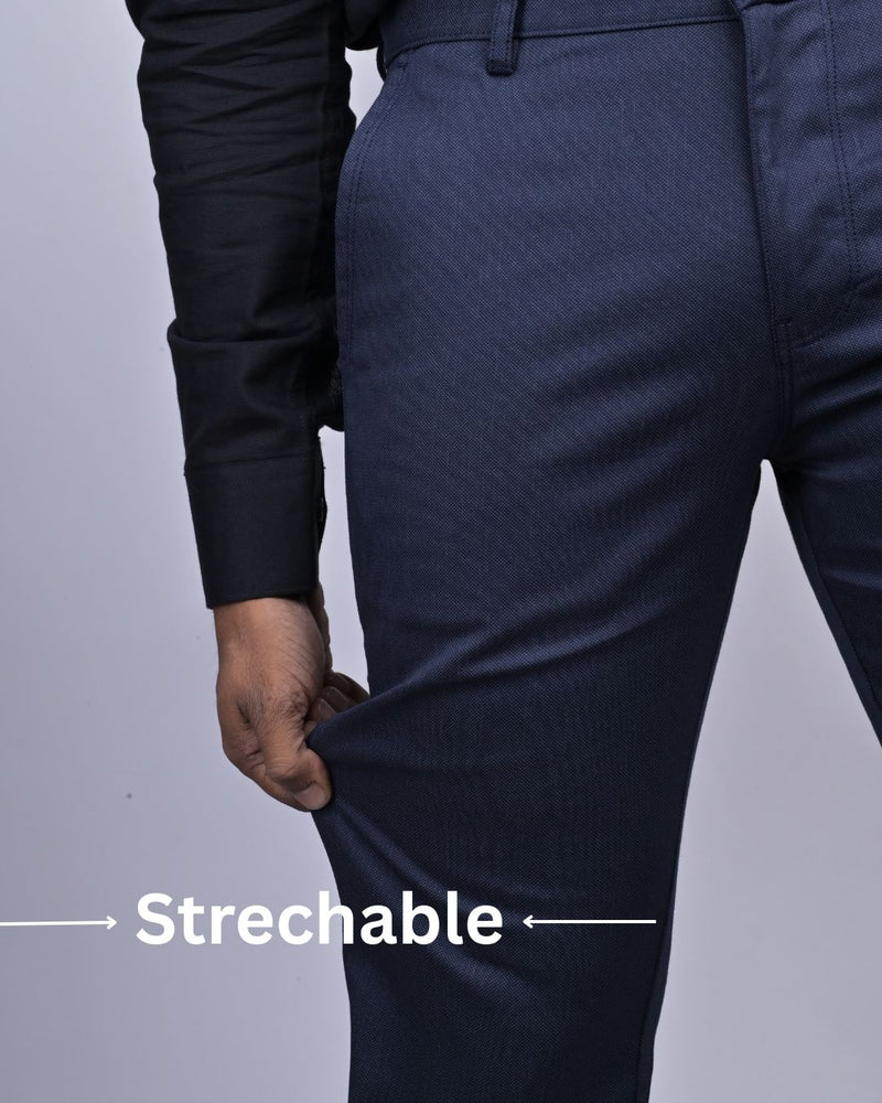 Metal Navy Printed - 2 way stretch - COTTON PANT