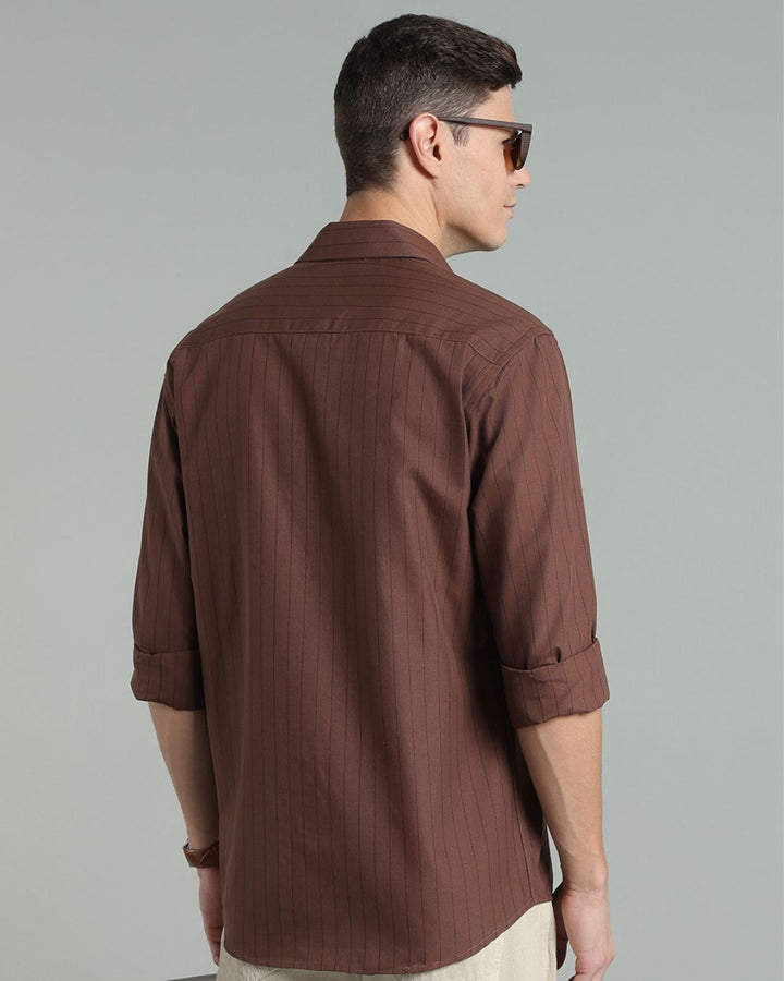 Choco Brown Vertical Stripes -Full-Stain Proof