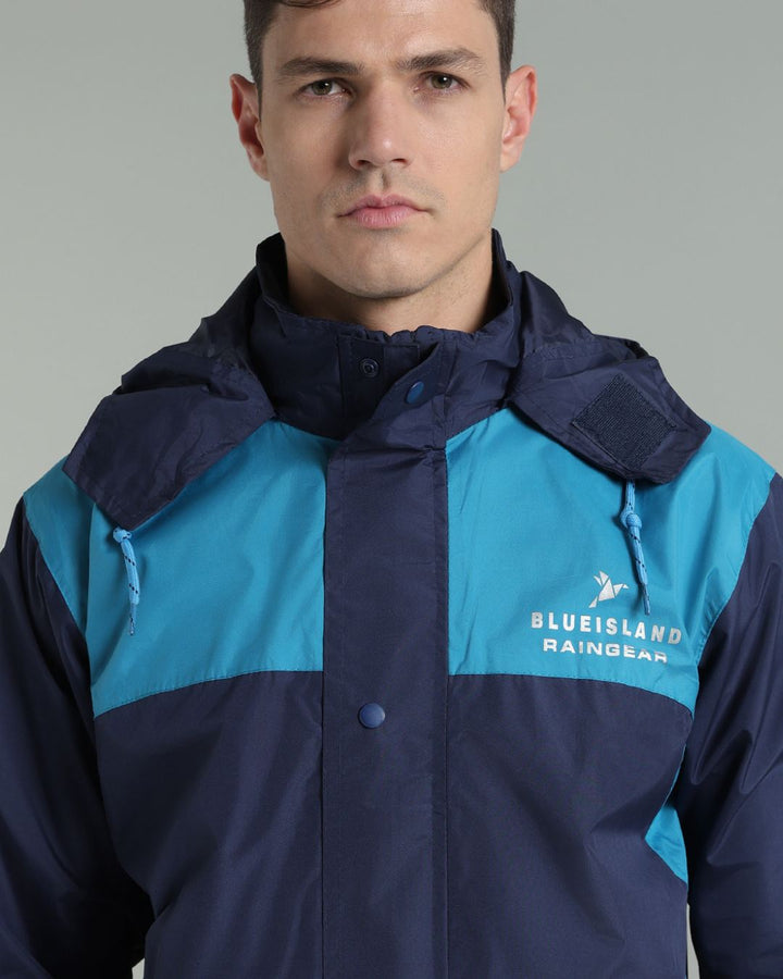 Navy with Blue Shoulder Panel - Rain Jacket with Pant