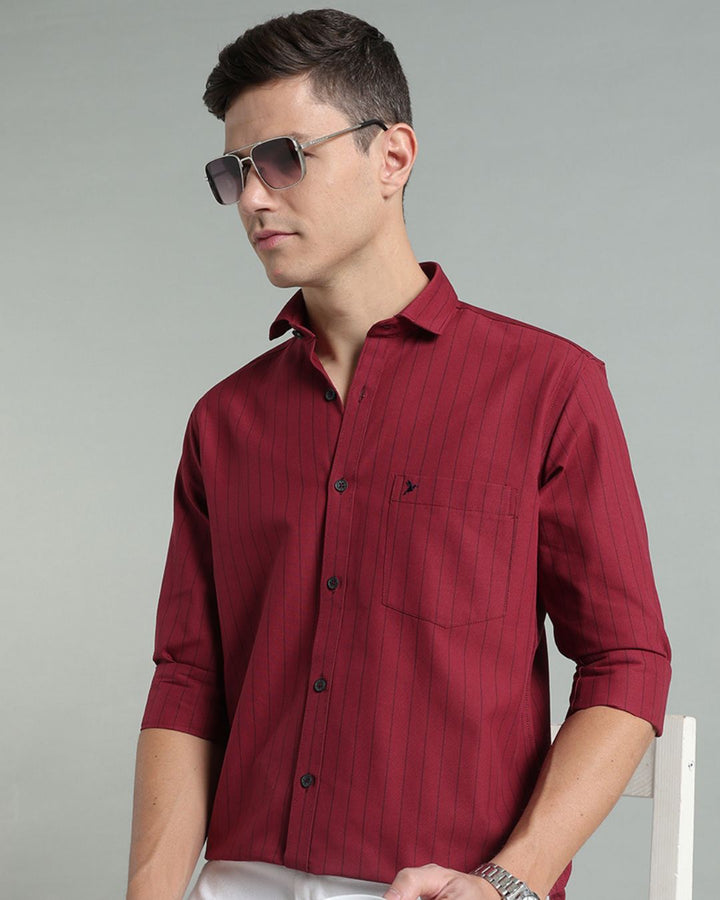 Maroon Red Vertical Stripes -Full-Stain Proof