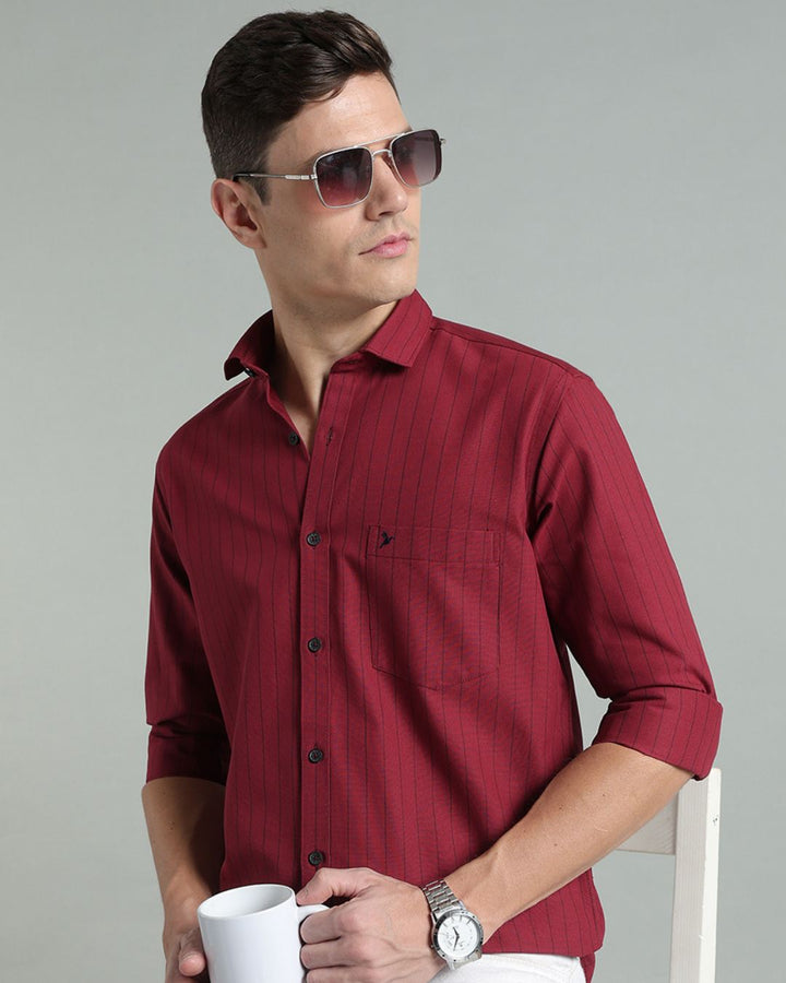 Maroon Red Vertical Stripes -Full-Stain Proof