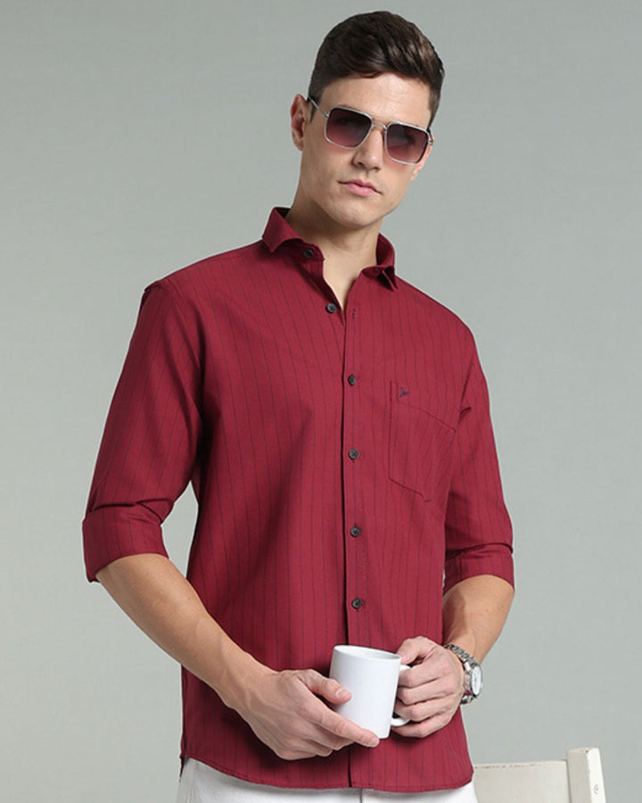 Maroon Red Vertical Stripes -Full-Stain Proof