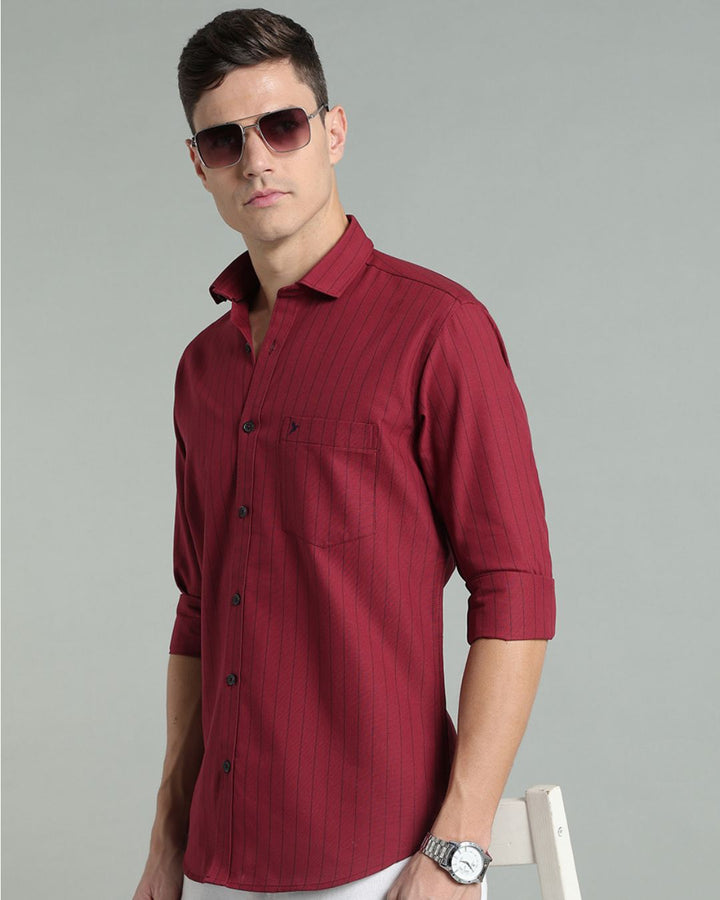 Maroon Red Vertical Stripes -Full-Stain Proof