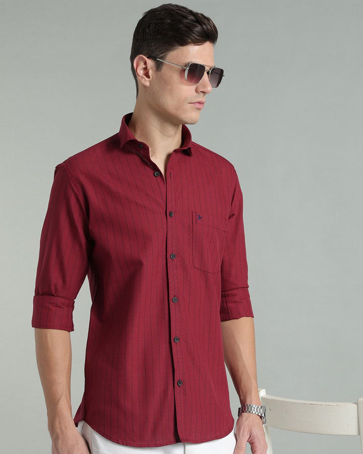 Maroon Red Vertical Stripes -Full-Stain Proof