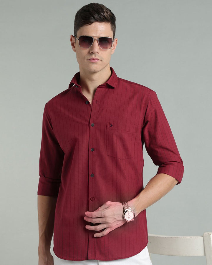 Maroon Red Vertical Stripes -Full-Stain Proof