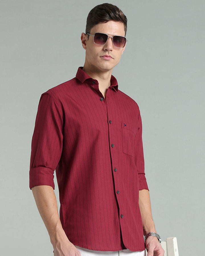 Maroon Red Vertical Stripes -Full-Stain Proof