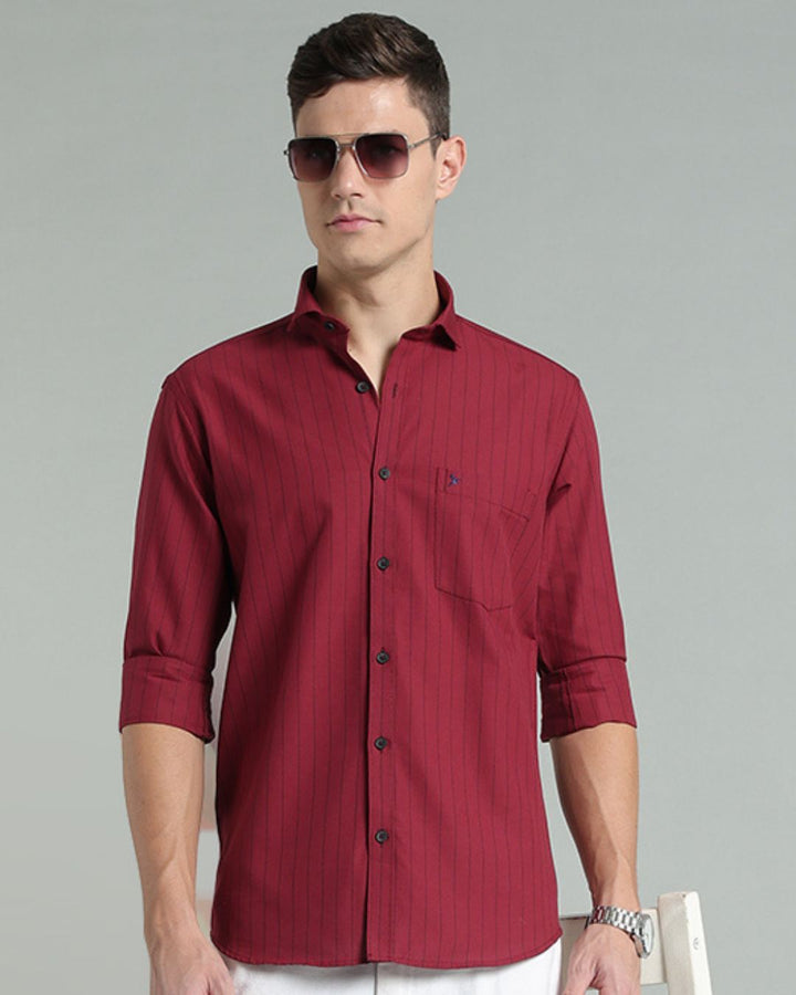 Maroon Red Vertical Stripes -Full-Stain Proof