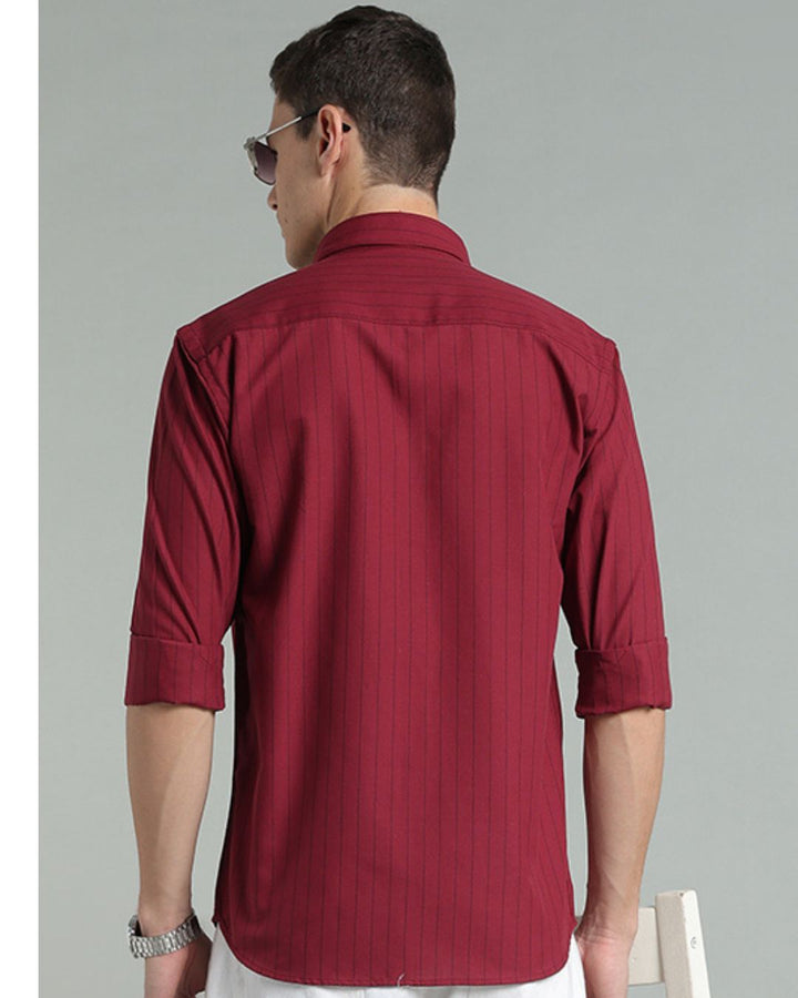 Maroon Red Vertical Stripes -Full-Stain Proof