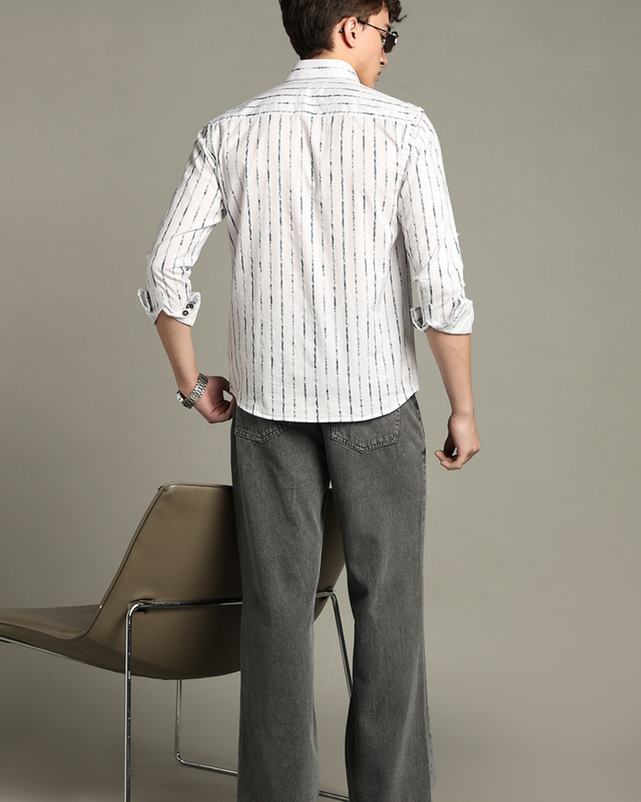 White & Military Line Stripes -Full-Stain Proof