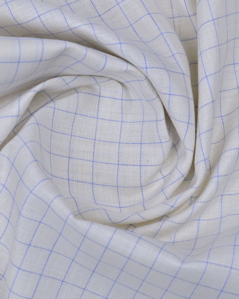 Cream Dotted Line Checks -Full-Bamboo Linen