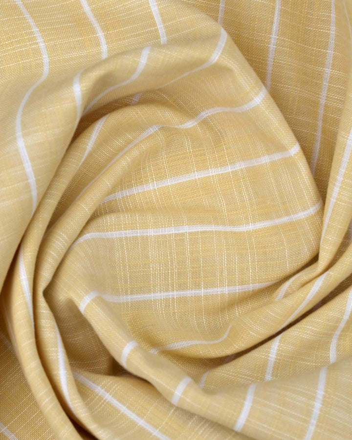 Bright Yellow & White Line Stripes -Full-Cotton Linen Shirt