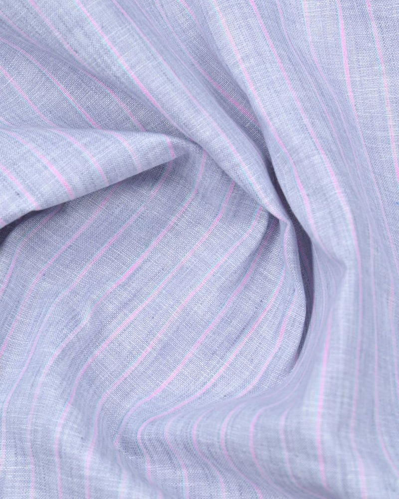 Grey & Pink Stripes -Full-Bamboo Linen