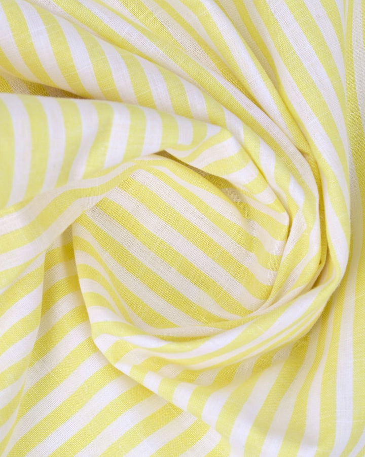 Yellow & White Bars-Full-Bamboo Linen