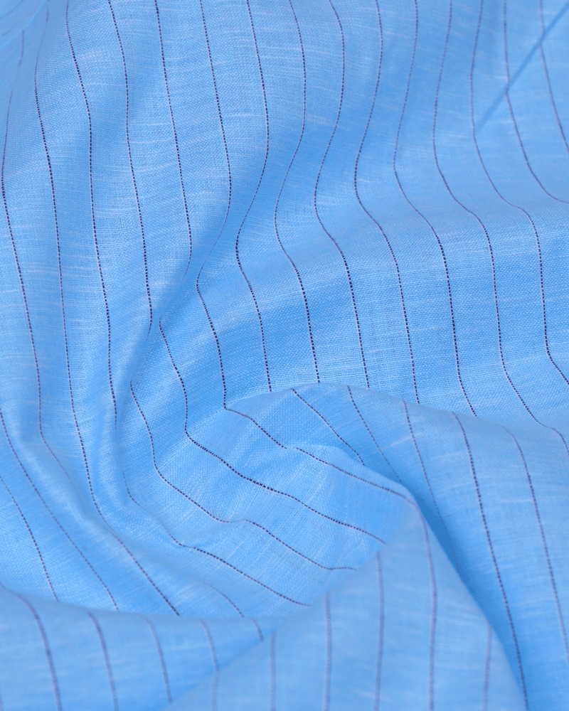 Ocean Blue Stripes -Full-Bamboo Linen