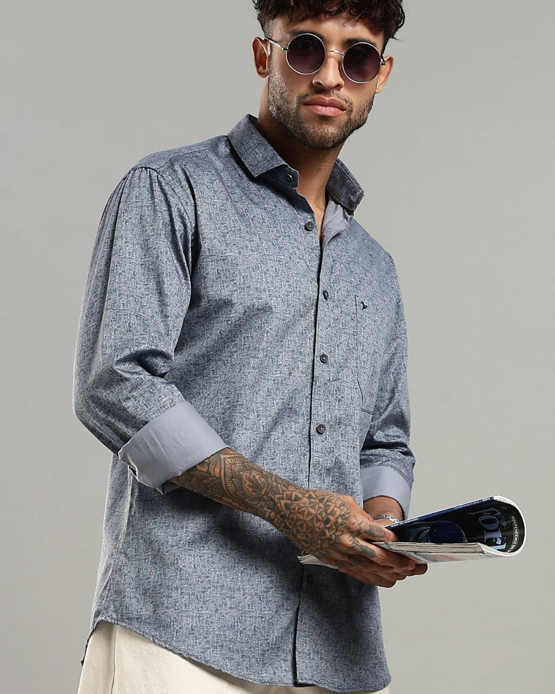 Ash Blue Textured Print -Full-Stain Proof