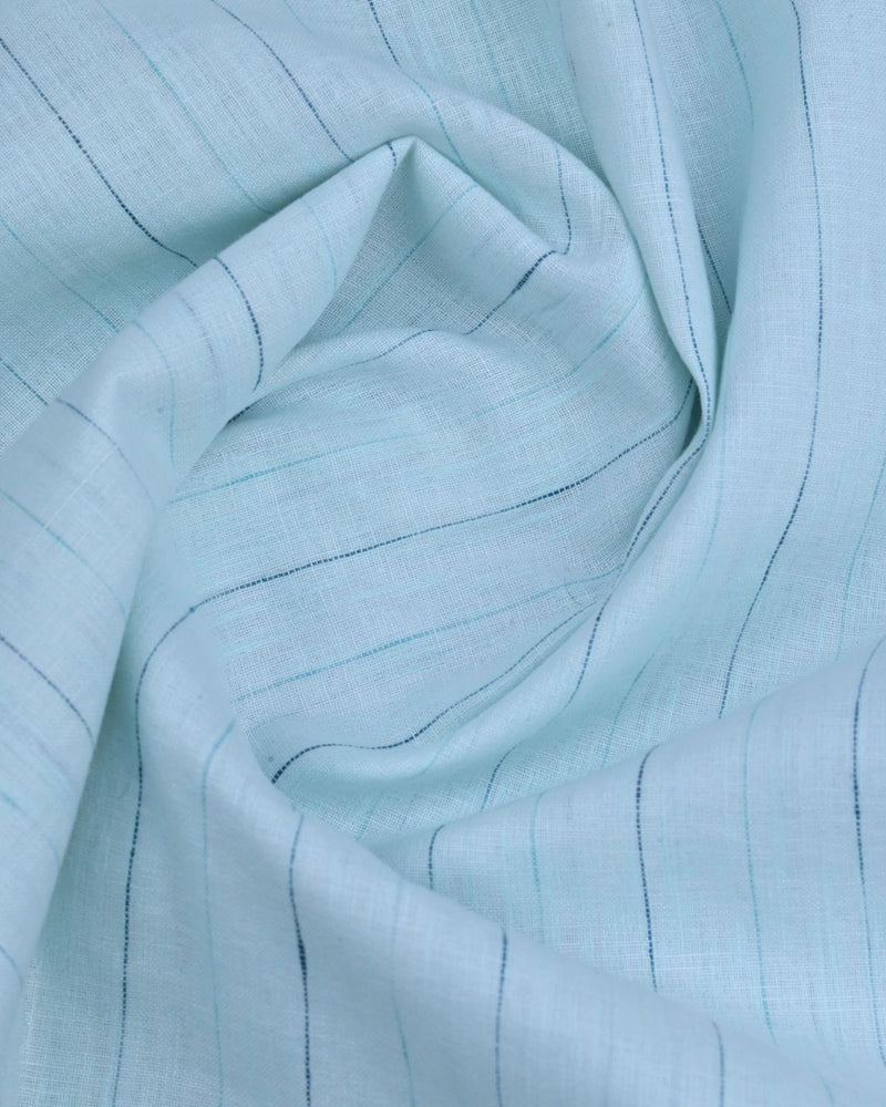 Soft Blue Dotted Line Stripes -Full-Bamboo Linen