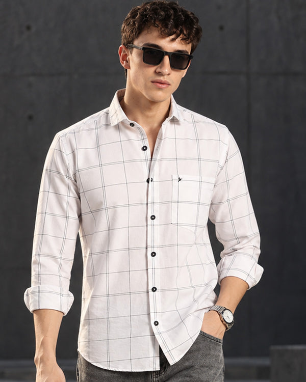 White Double Line Checks -Full-Stain Proof