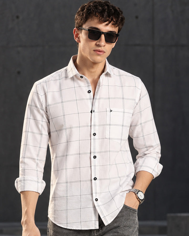 White Double Line Checks -Full-Stain Proof