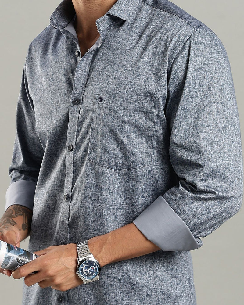 Ash Blue Textured Print -Full-Stain Proof