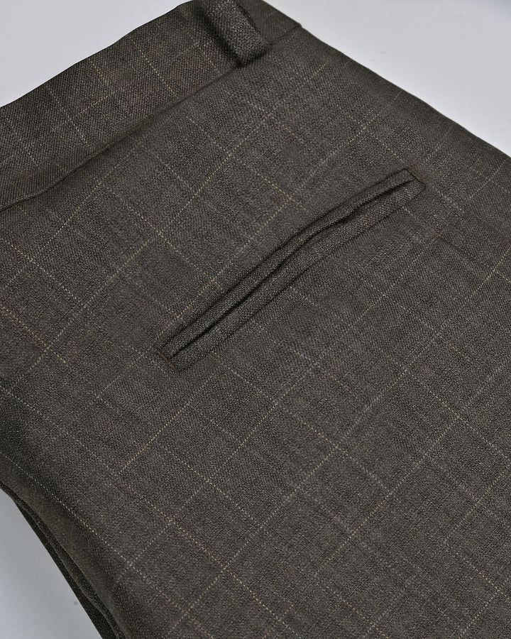 Timber Brown Rectangle Checks - Wrinkle free Formal Pant