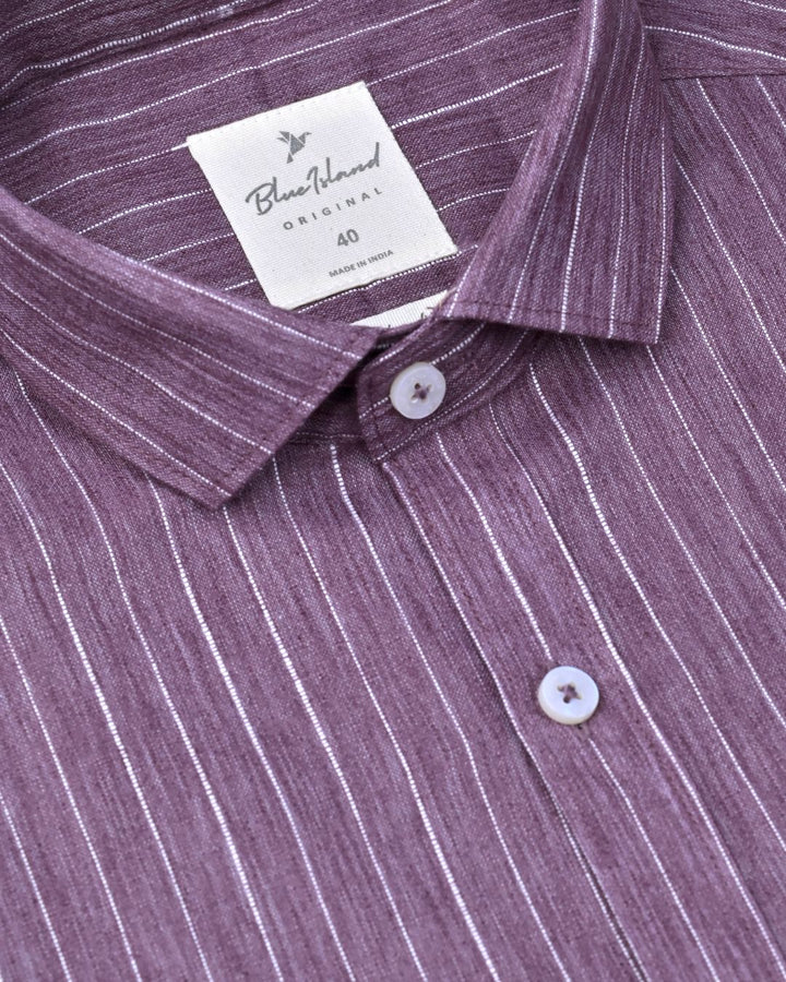 Dusty Violet Stripes -Full-Bamboo Linen