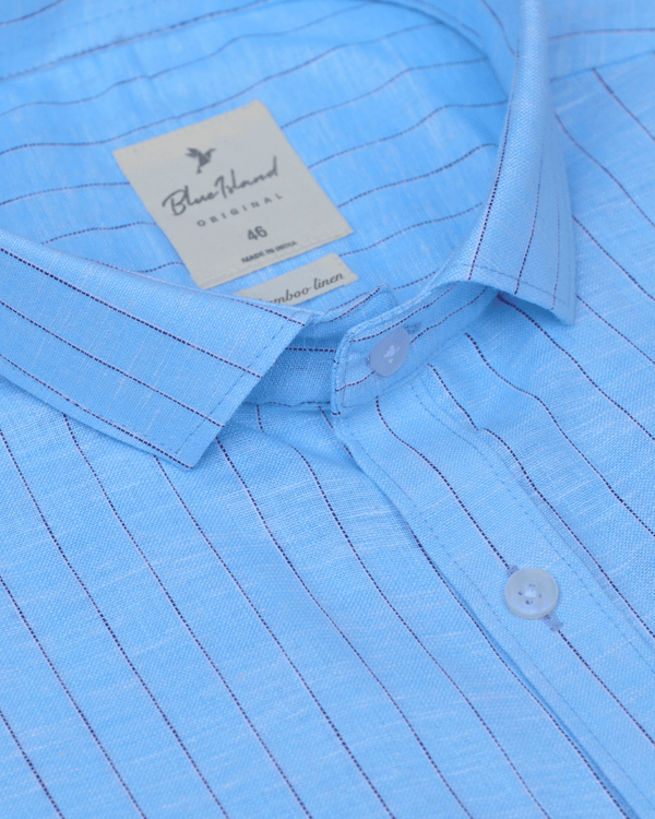 Ocean Blue Stripes -Full-Bamboo Linen