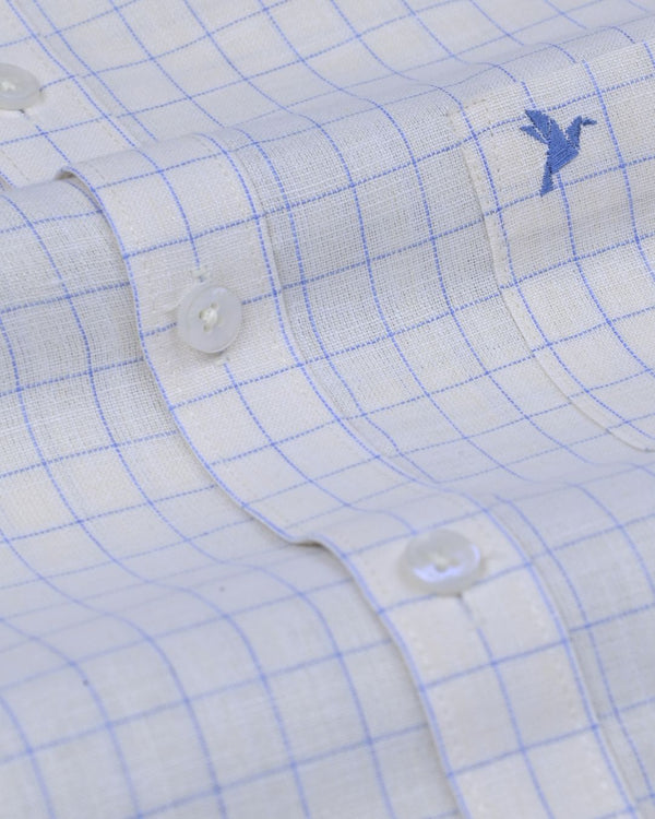 Cream Dotted Line Checks -Full-Bamboo Linen