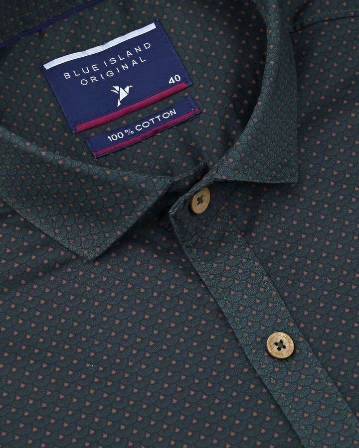 Dark Olive Flower Print -Full-Stain Proof