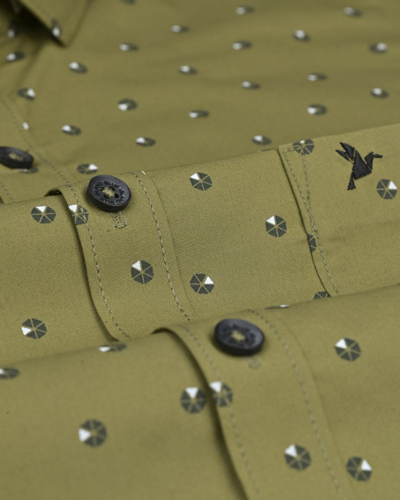 Khaki Green Slice Print -Full-Stain Proof