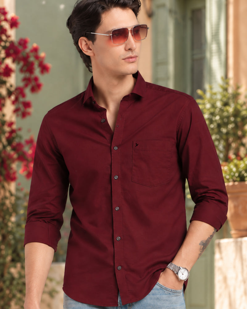 Dark Wine Solid - Full Sleeve Shirt