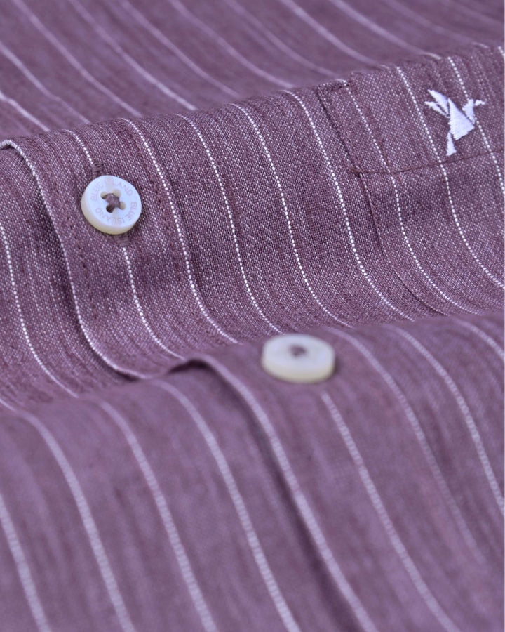 Dusty Violet Stripes -Full-Bamboo Linen