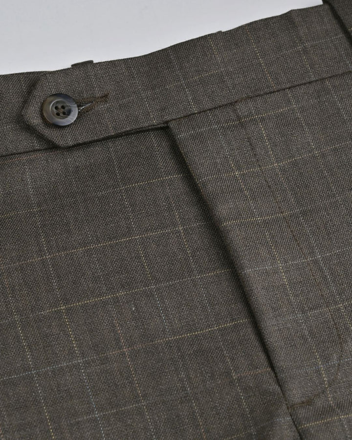 Timber Brown Rectangle Checks - Wrinkle free Formal Pant