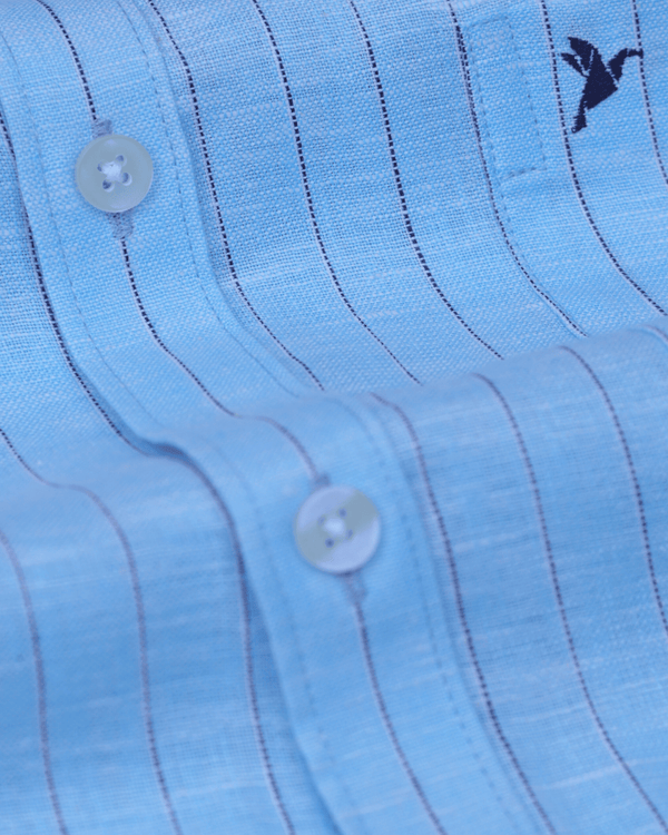 Ocean Blue Stripes -Full-Bamboo Linen