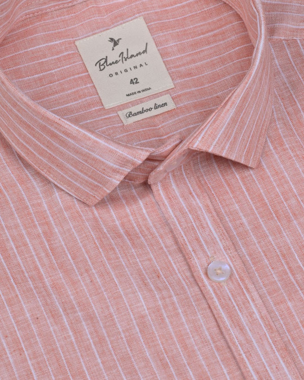 Bright Orange Stripes -Full-Bamboo Linen