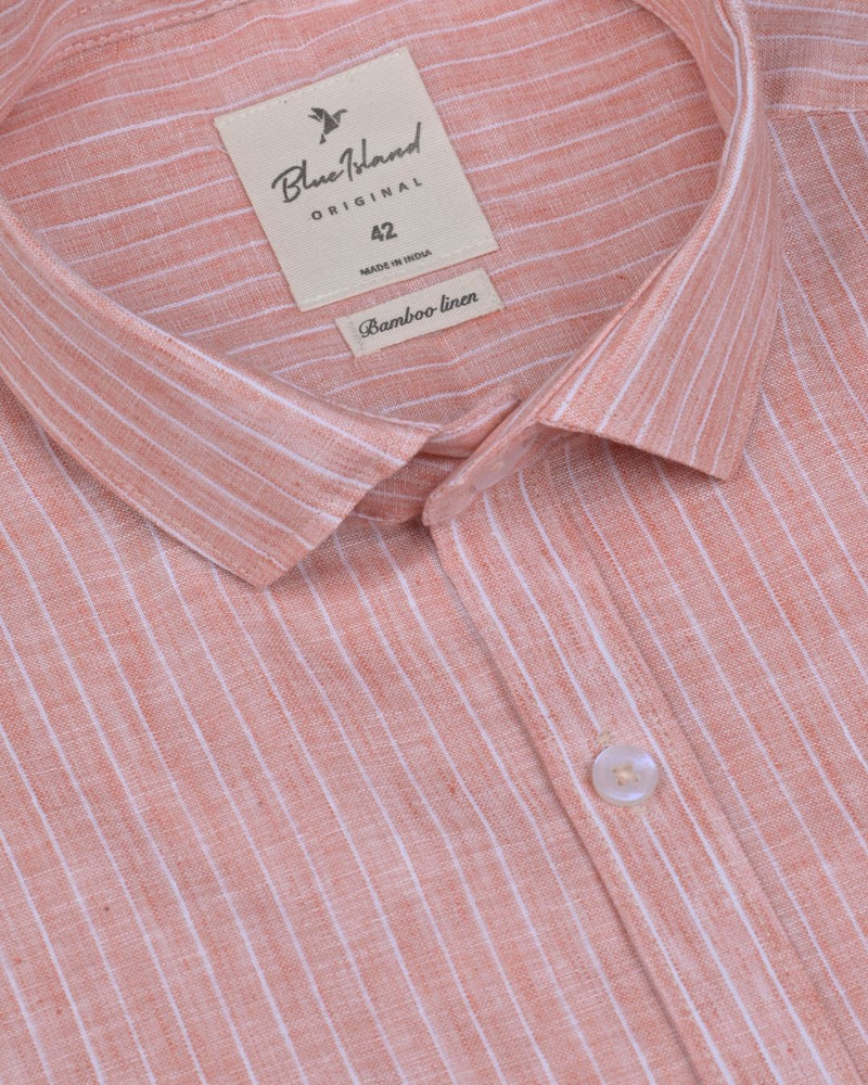 Bright Orange Stripes -Full-Bamboo Linen