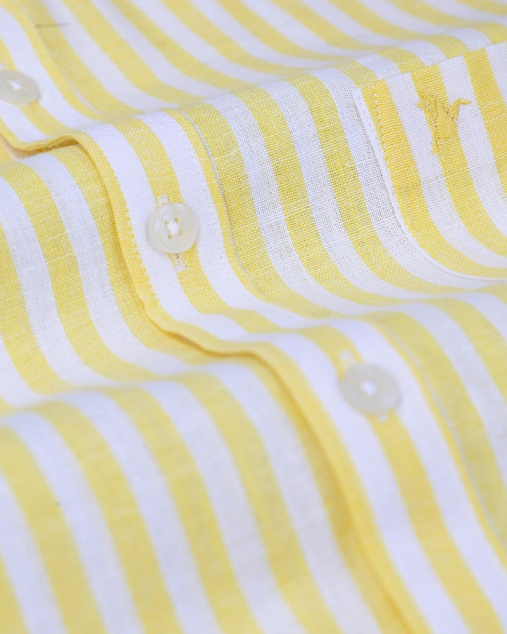 Yellow & White Bars-Full-Bamboo Linen
