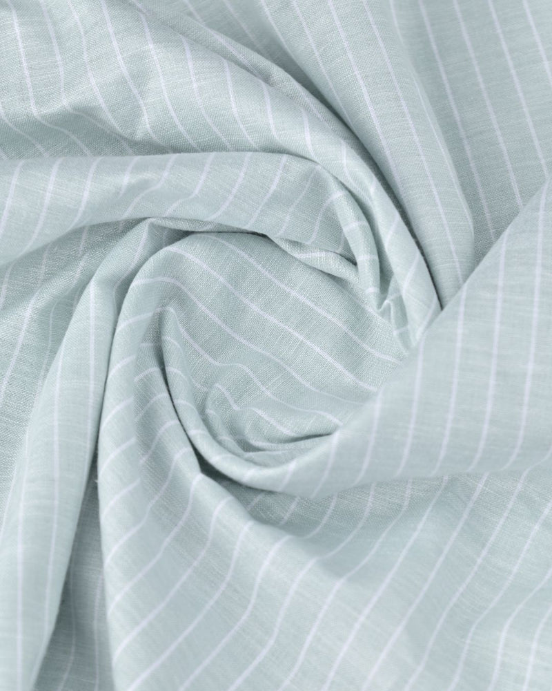 Green & White Mini Stripes -Full-Bamboo Linen
