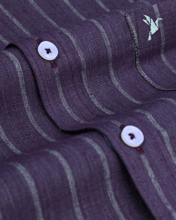 Dark Purple Stripes -Full-Bamboo Linen