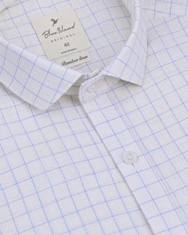 Cream Dotted Line Checks -Full-Bamboo Linen