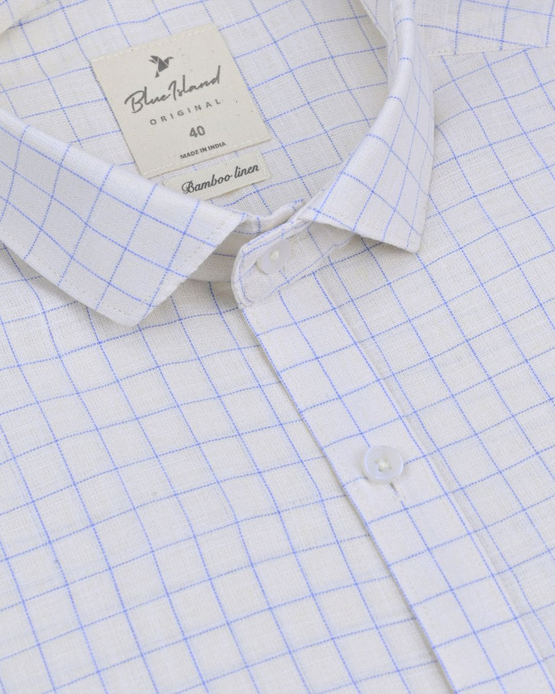 Cream Dotted Line Checks -Full-Bamboo Linen