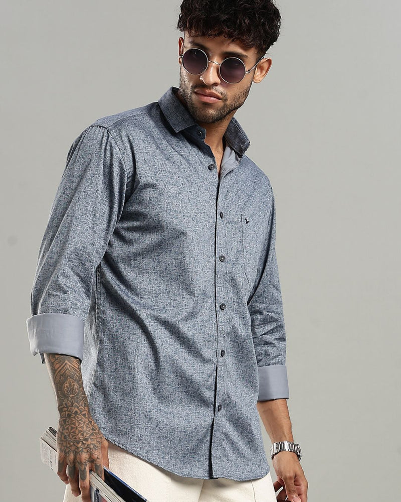 Ash Blue Textured Print -Full-Stain Proof