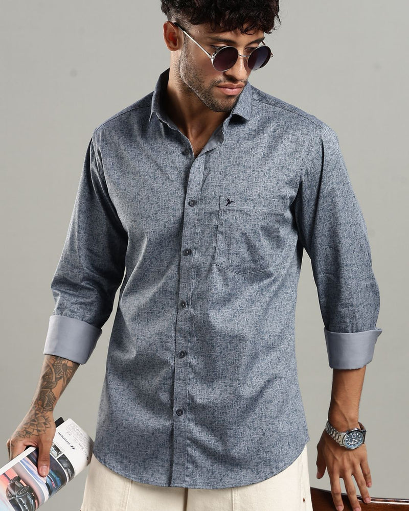 Ash Blue Textured Print -Full-Stain Proof