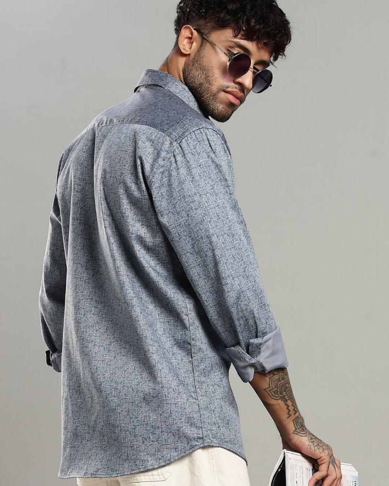 Ash Blue Textured Print -Full-Stain Proof