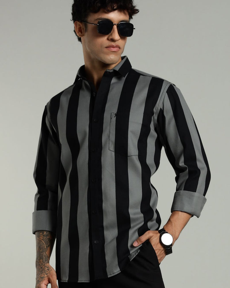 Black Twin Stripes -Full-Stain Proof